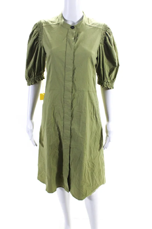 Super Deal Foil Womens Cotton Blend Ruched Short Sleeve Sleeve Maxi Dress Green