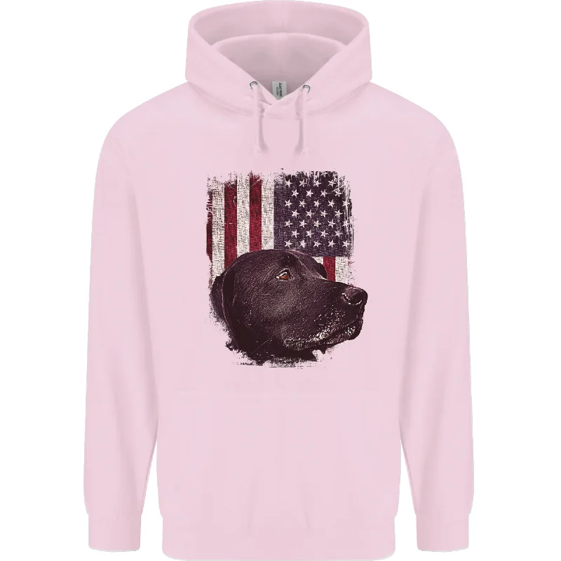 Best Bargains American Labrador USA Flag Dog Mens 80% Cotton Hoodie