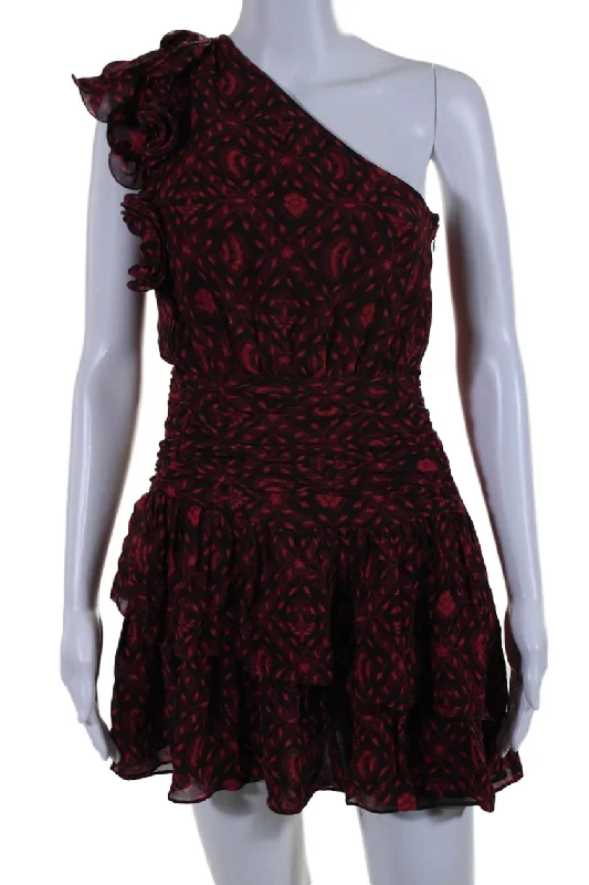 Price Buster Ulla Johnson Womens One Shoulder Ruffled Abstract Silk Dress Brown Pink Price Buster Ulla Johnson Womens One Shoulder Ruffled Abstract Silk Dress Brown Pink