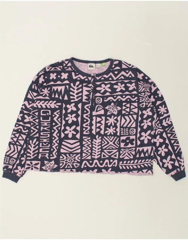 Low Prices QUIKSILVER Womens Sweatshirt Jumper UK 10 Small Pink Floral Cotton