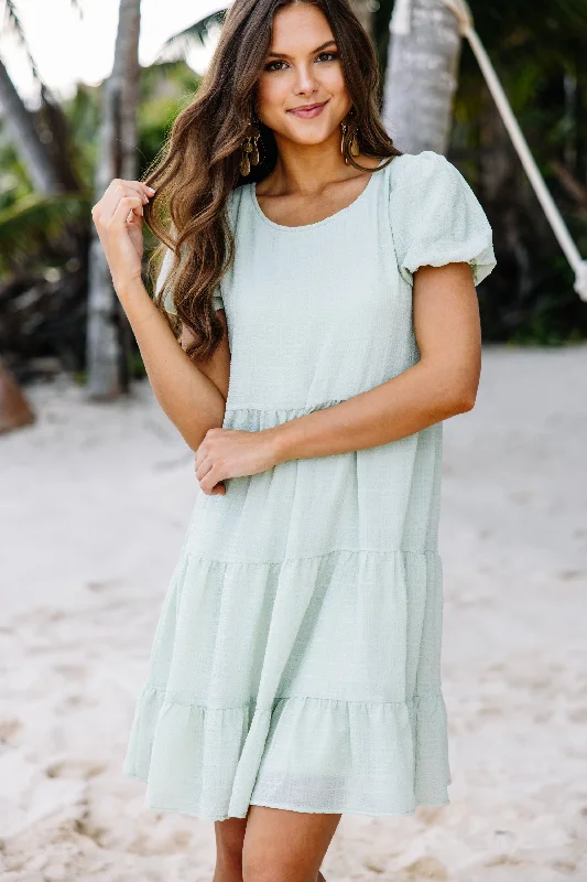Price Reduction It All Makes Sense Sage Green Tiered Dress
