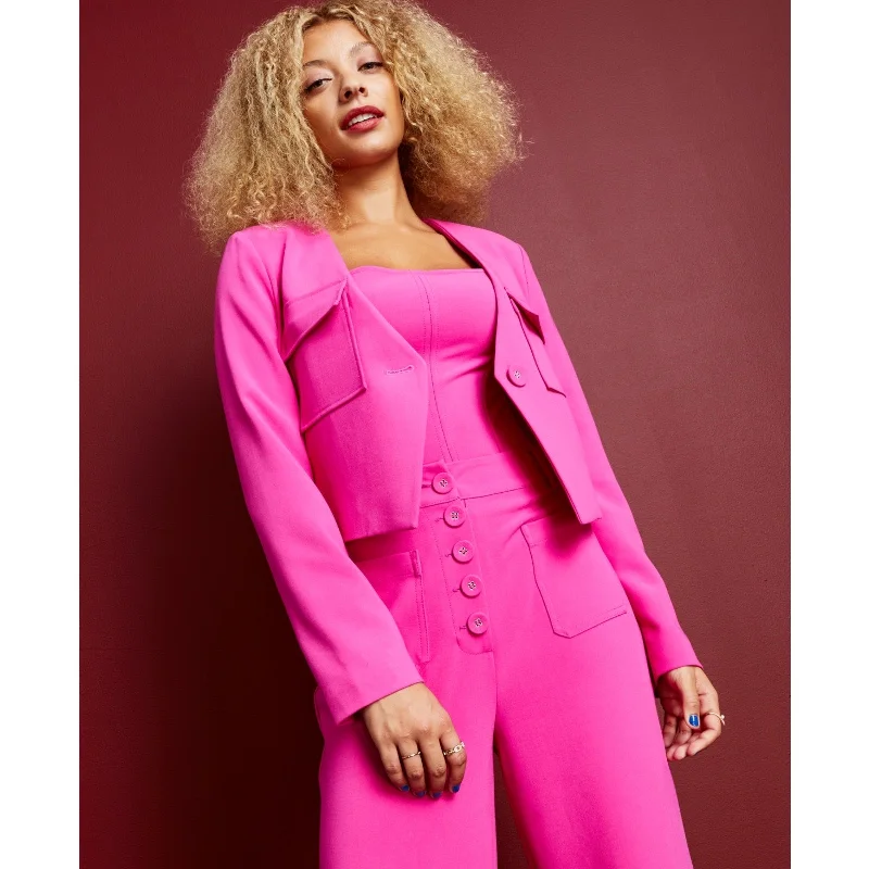 Massive Deals Royalty By Maluma Women's Collarless Blazer XXL Hot Pink Angle Front Crop NWT