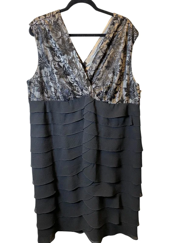 Act Fast Dress Party Midi By Dressbarn In Black & Grey, Size: 3x