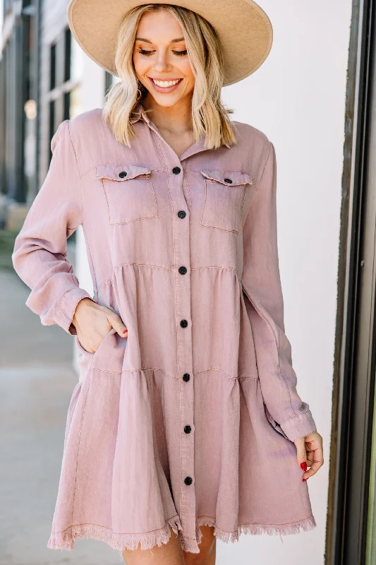 Last Chance What's On The Schedule Mauve Pink Stone Washed Dress