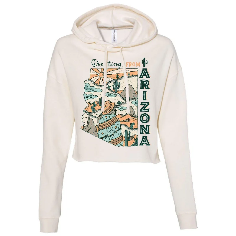 Amazing Deals Greetings from Arizona Cropped Hoodie