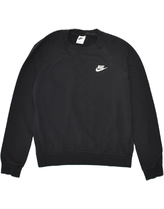 Midnight Madness NIKE Womens Oversized Sweatshirt Jumper UK 10 Small Black Cotton