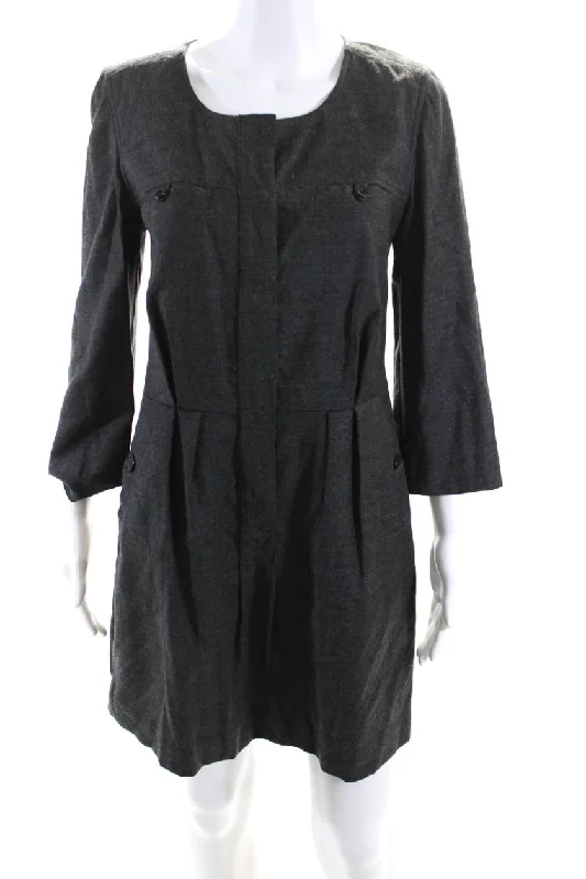 Overstock Etoile Isabel Marant Womens Round Neck 3/4 Sleeves A-Line Mini Dress Gray