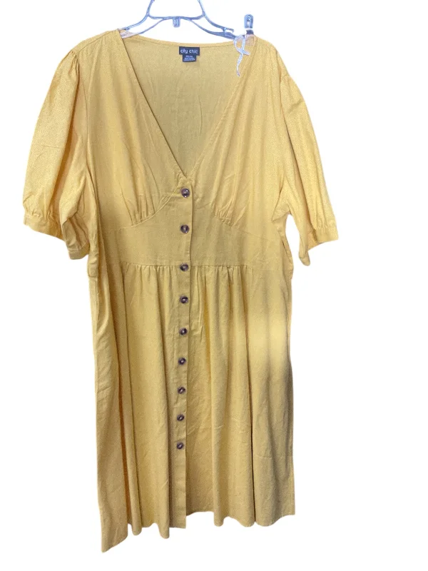 Super Deal Dress Casual Maxi By City Chic In Yellow, Size: 2x
