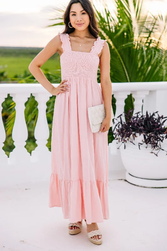 Deal of the Day Easy Love Blush Pink Smocked Maxi Dress