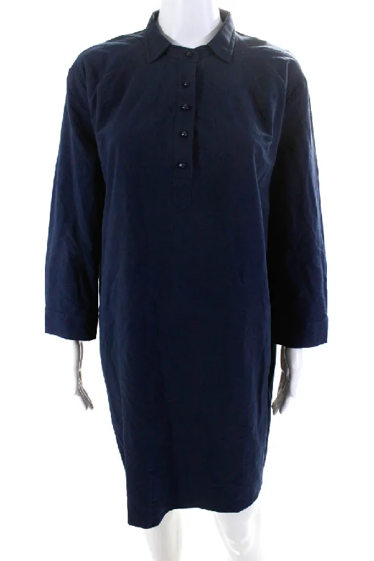 Quick Sale Pomander Place Women's Collar Long Sleeves Shift Moni Dress Blue