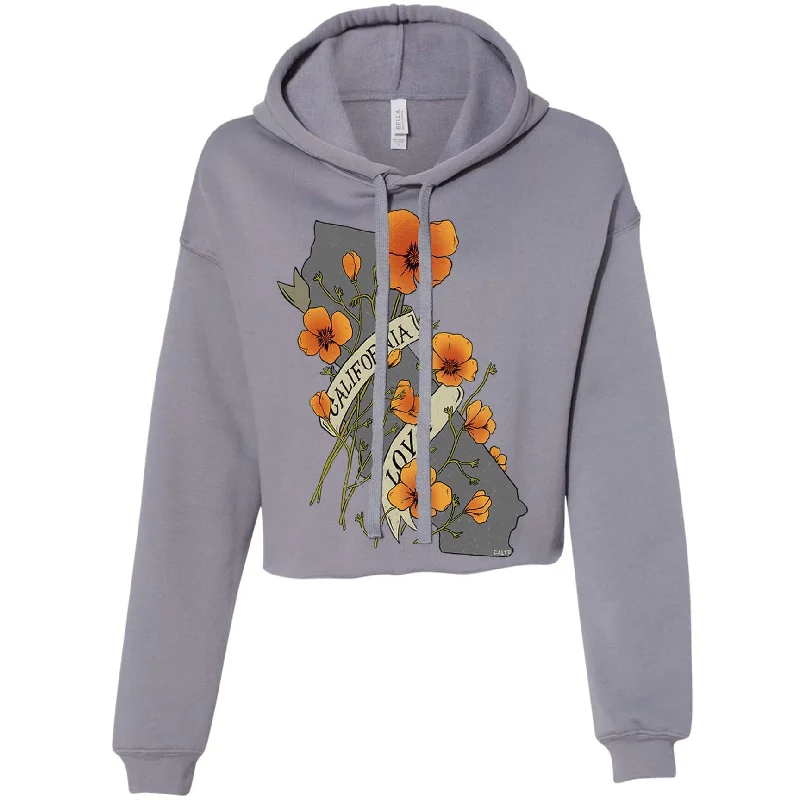 Super Deal Poppies California Love Cropped Hoodie