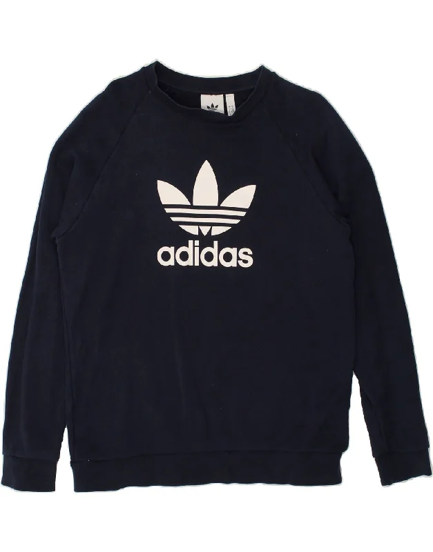 Midnight Madness ADIDAS Womens Graphic Sweatshirt Jumper UK14 Medium Navy Blue Cotton Midnight Madness ADIDAS Womens Graphic Sweatshirt Jumper UK14 Medium Navy Blue Cotton