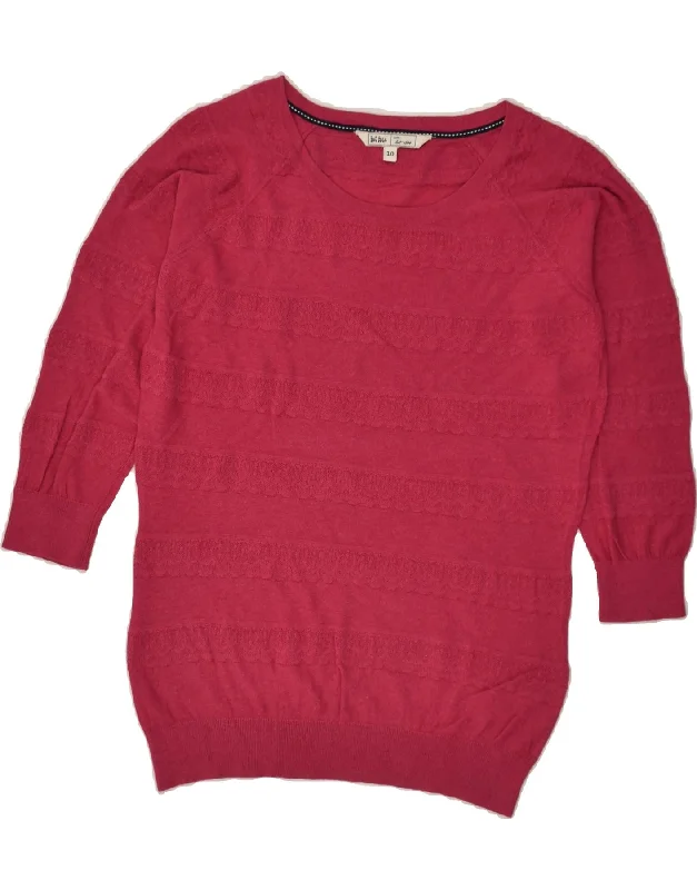 Weekend Deal FAT FACE Womens 3/4 Sleeve Boat Neck Jumper Sweater UK 10 Small  Pink