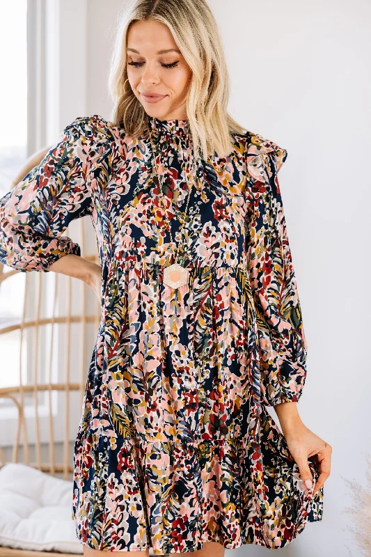 Loyalty Reward Nothing To Lose Navy and Peach Babydoll Dress