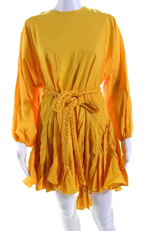 Buy More, Save More Rhode Womens Long Sleeve Crew Neck Belted Mini Swing Dress Yellow Buy More, Save More Rhode Womens Long Sleeve Crew Neck Belted Mini Swing Dress Yellow