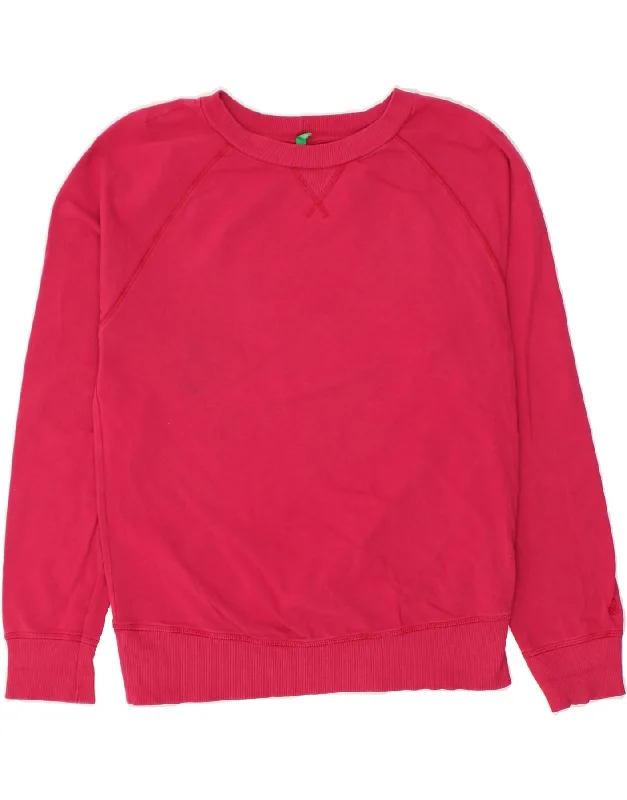 Price Buster BENETTON Womens Sweatshirt Jumper UK 14 Medium Pink Cotton