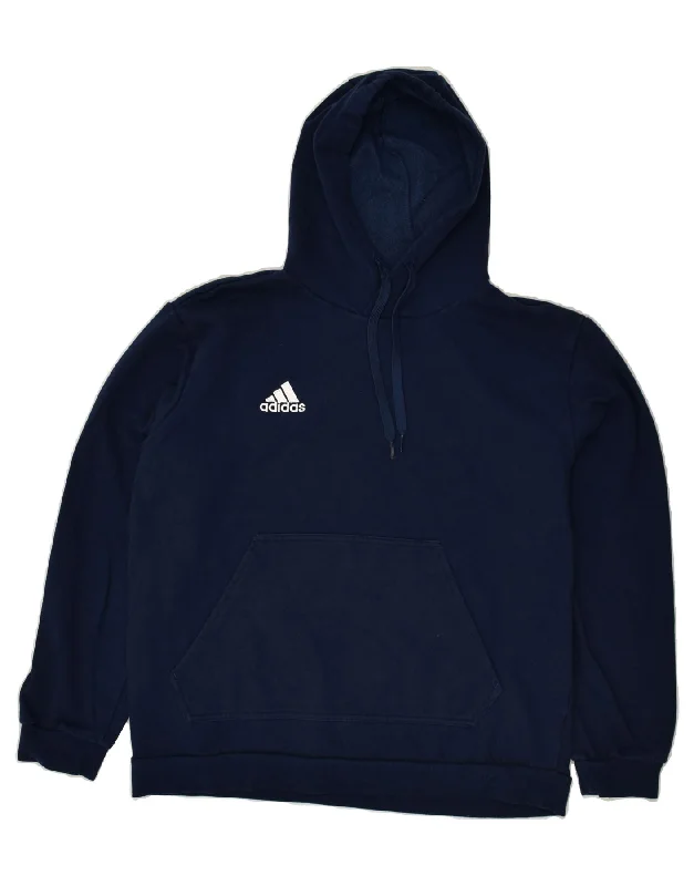 Crazy Deals ADIDAS Womens Hoodie Jumper UK 16 Large Navy Blue Cotton