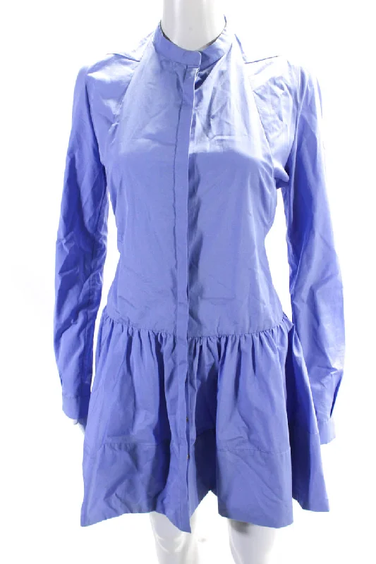 Price Reduction Maison Rabih Kayrouz Womens Purple Crew Neck Long Sleeve Shift Dress