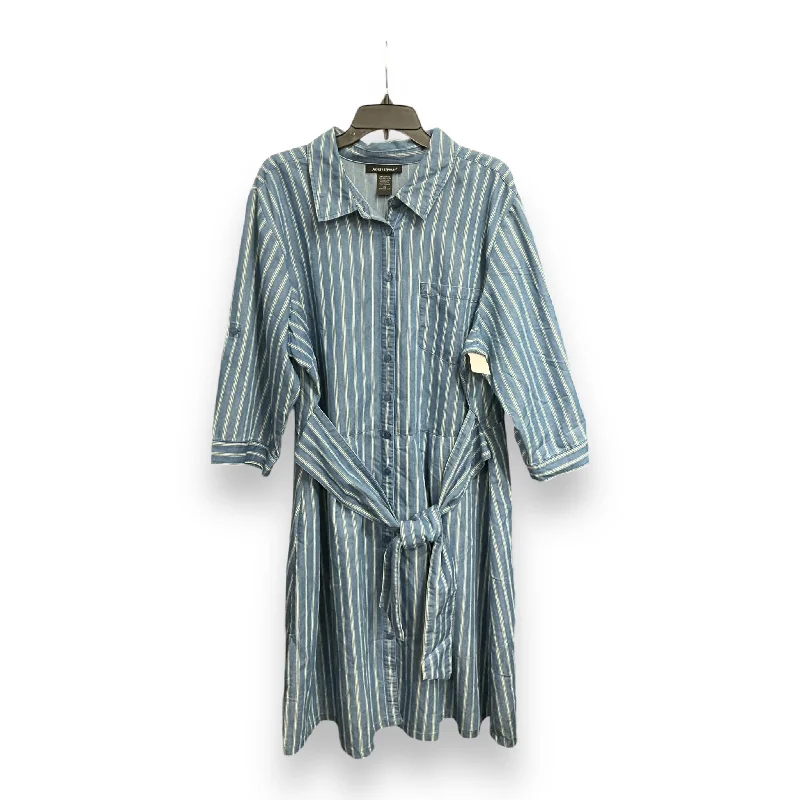 Fantastic Offers Dress Casual Midi By Ashley Stewart In Striped Pattern, Size: 3x