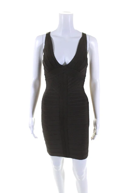 New Deals Herve Leger Womens Trista Body Con Dress Dusty Olive Green