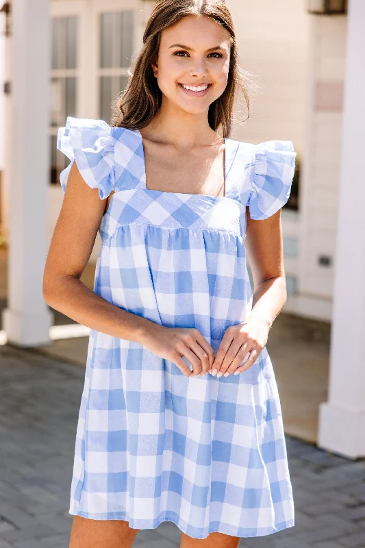 Best Bargains Happy To Help Blue Gingham Dress