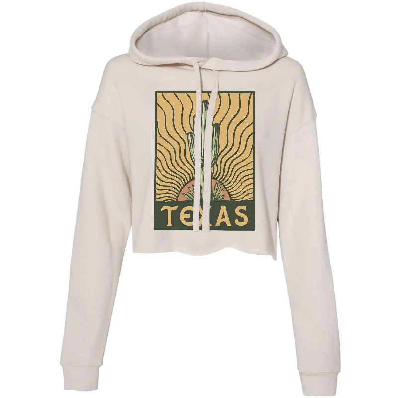 Midnight Madness Desert Sunset Texas Cropped Hoodie