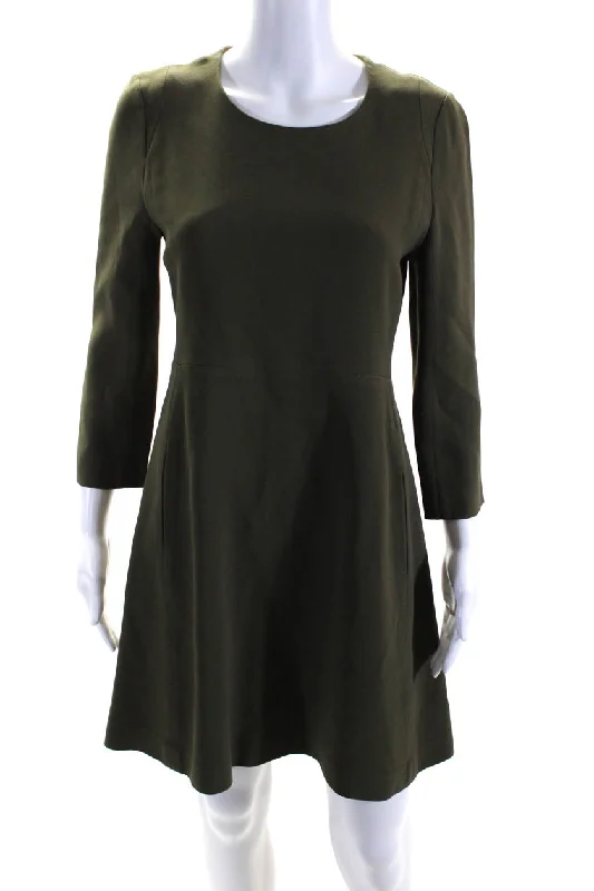 Stock Up and Save Chloe Womens Long Sleeved Round Neck A Line Short Dress Olive Green Stock Up and Save Chloe Womens Long Sleeved Round Neck A Line Short Dress Olive Green