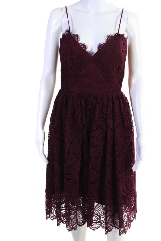 Deal Mania Zac Zac Posen Women's Wine Lace Camisole Empire Waist Dress