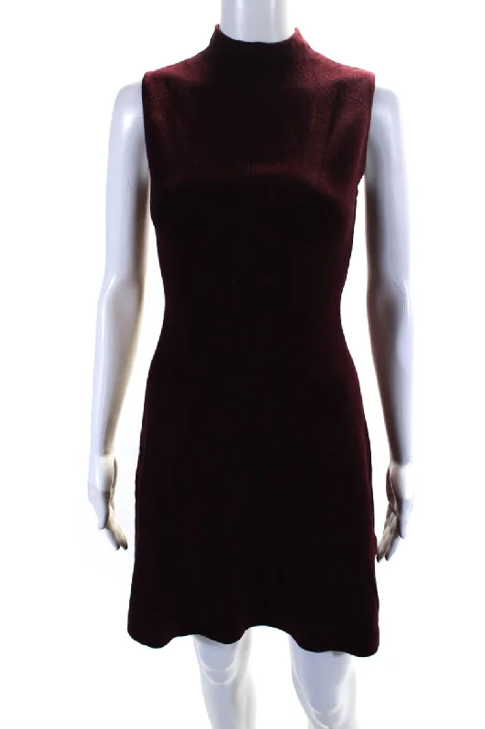 Big Discounts Club Monaco Womens Sleeveless Mock Neck Knit A Line Dress Red