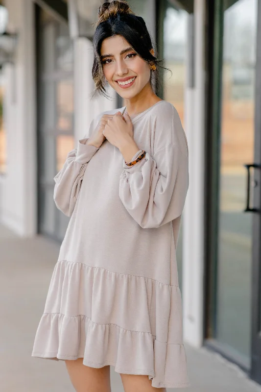 Exclusive Access Send You Love Oat White Tiered Dress