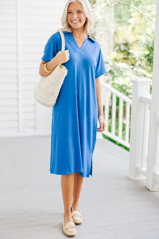 Fantastic Offers Just The Beginning Royal Blue Midi Dress