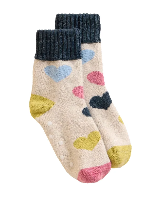 Unmissable Offer Multi Heart Loopback Sock - White Multi