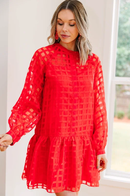 Loyalty Reward Leave You There Red Textured Dress
