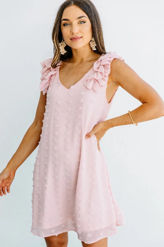 Bargain Blast Very Persuasive Blush Pink Swiss Dot Dress