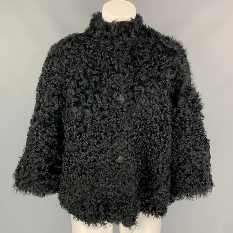 Price Drop Alert EMPORIO ARMANI Size 4 Black Lamb Cropped Jacket