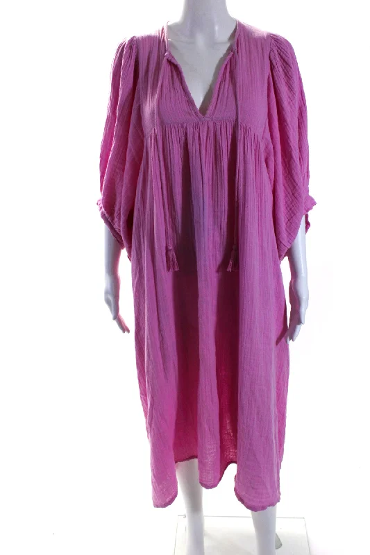 Limited Time Discount Mille Resort & Travel Womens Short Sleeves Sun Dress Pink