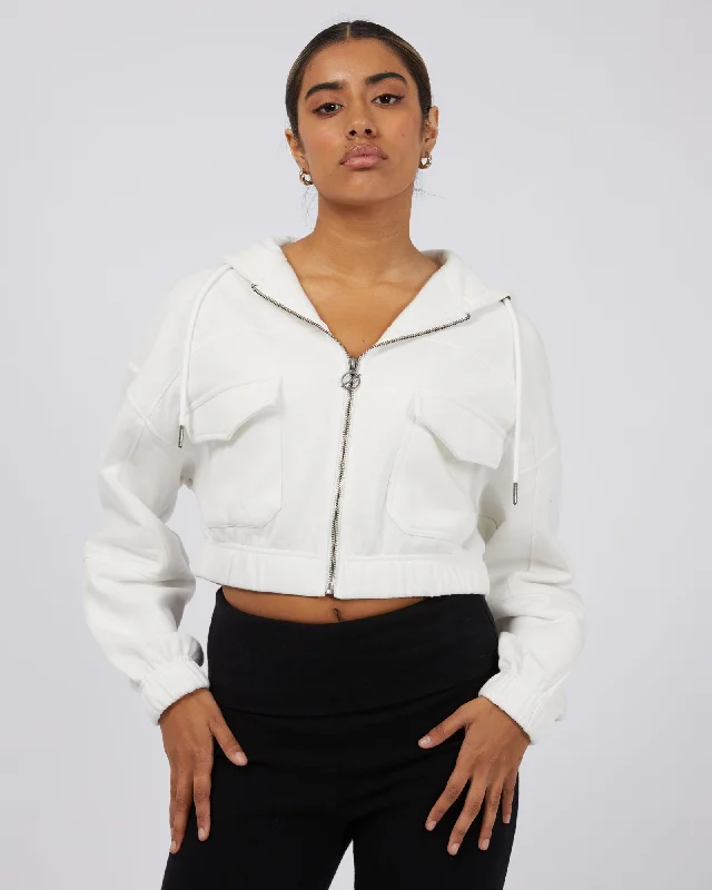 Hurry In Wren Cropped Hoody Vintage White