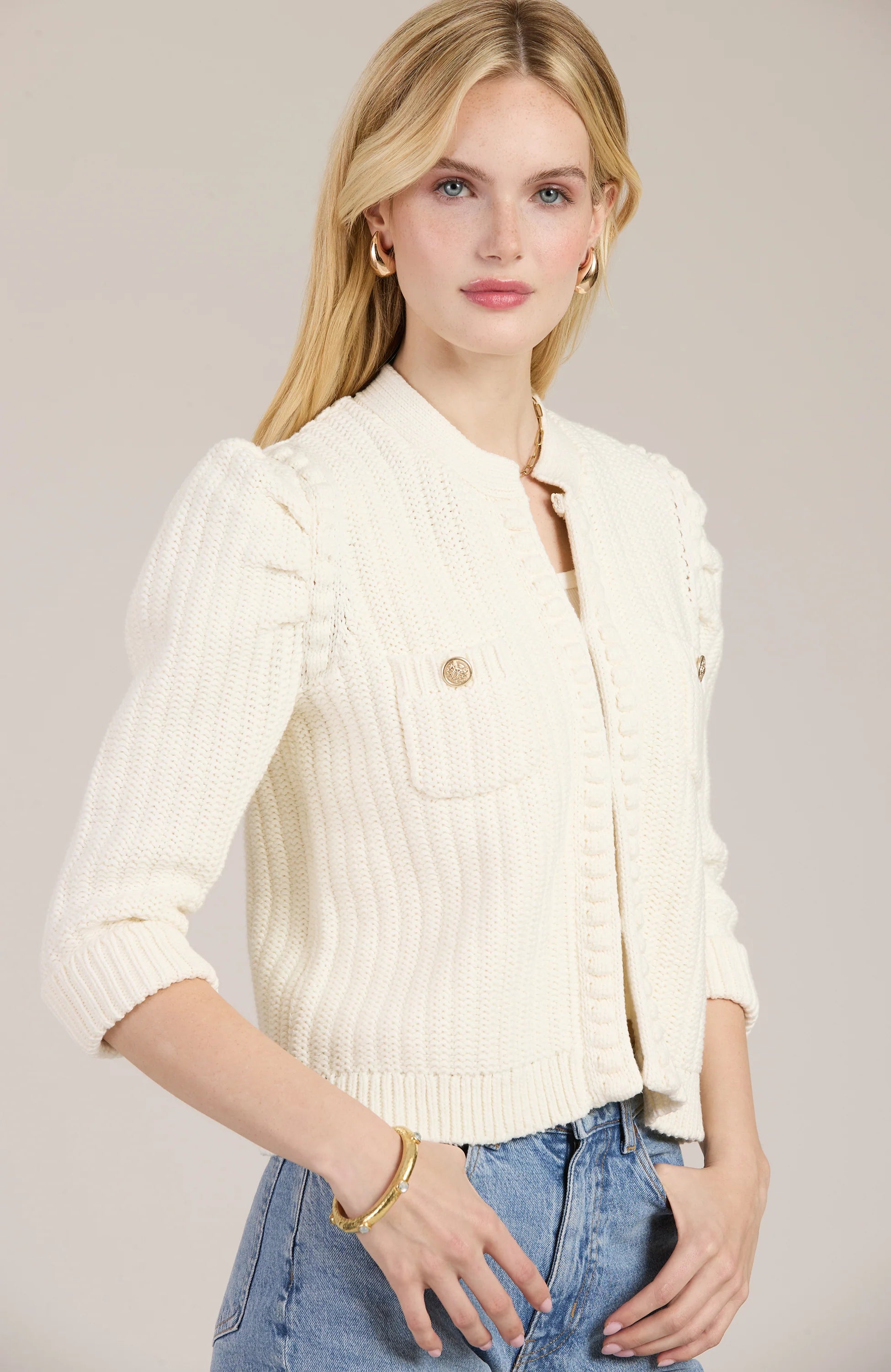 Savings Alert Knit Jacket (Ivory)