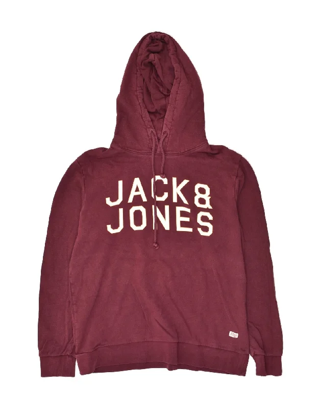 Unmissable Offer JACK & JONES Womens Graphic Hoodie Jumper UK 18 XL Burgundy Cotton
