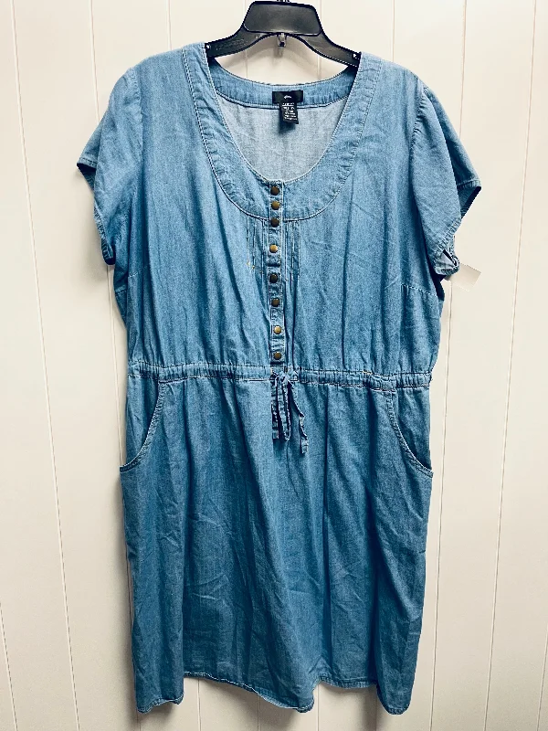 Closeout Dress Casual Short By Ellos In Blue Denim, Size: 1x