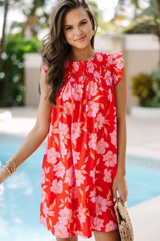 Early Access Longing For Love Scarlet Red Floral Ruffled Dress