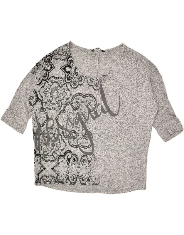 Markdown Madness DESIGUAL Womens Short Sleeve Boat Neck Jumper Sweater UK 10 Small Grey Markdown Madness DESIGUAL Womens Short Sleeve Boat Neck Jumper Sweater UK 10 Small Grey