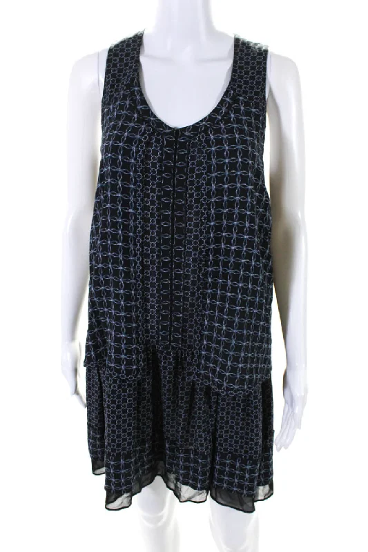 Buy More, Save More Proenza Schouler Womens Silk Chain Print V-Neck Sleeveless Dress Black