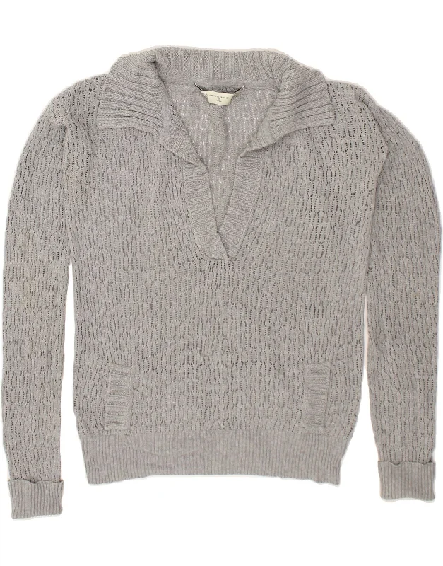 Super Sale CREW CLOTHING Womens Polo Neck Jumper Sweater UK 10 Small Grey
