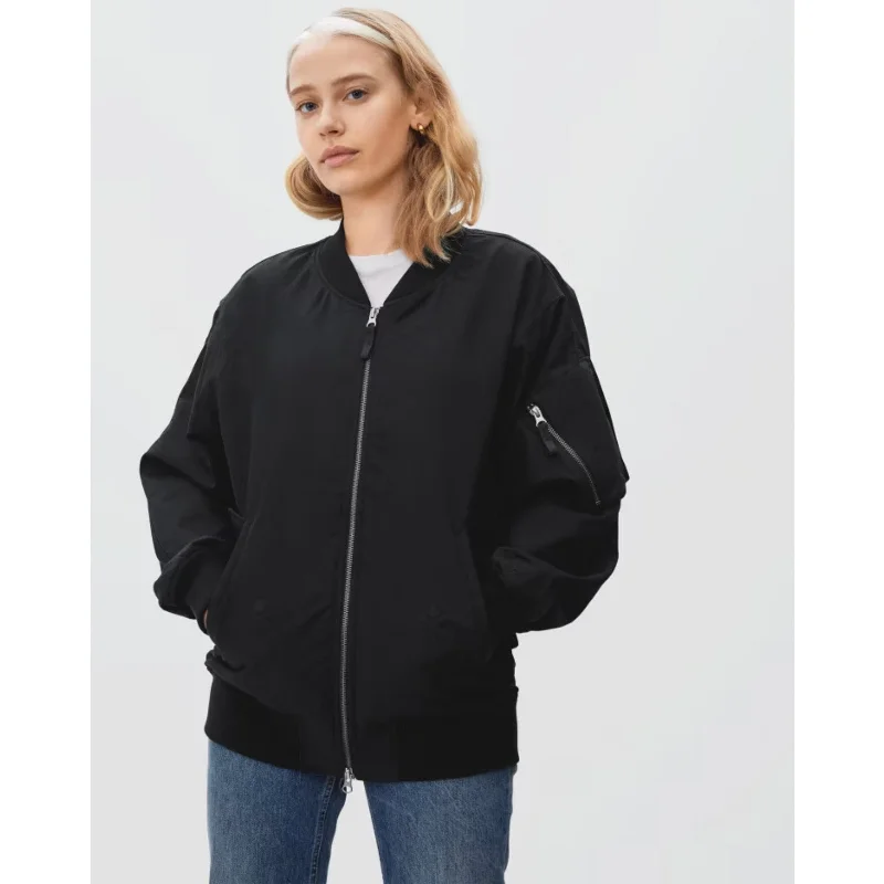 Can't Miss Everlane Womens Cotton Bomber Jacket Medium Black NWT