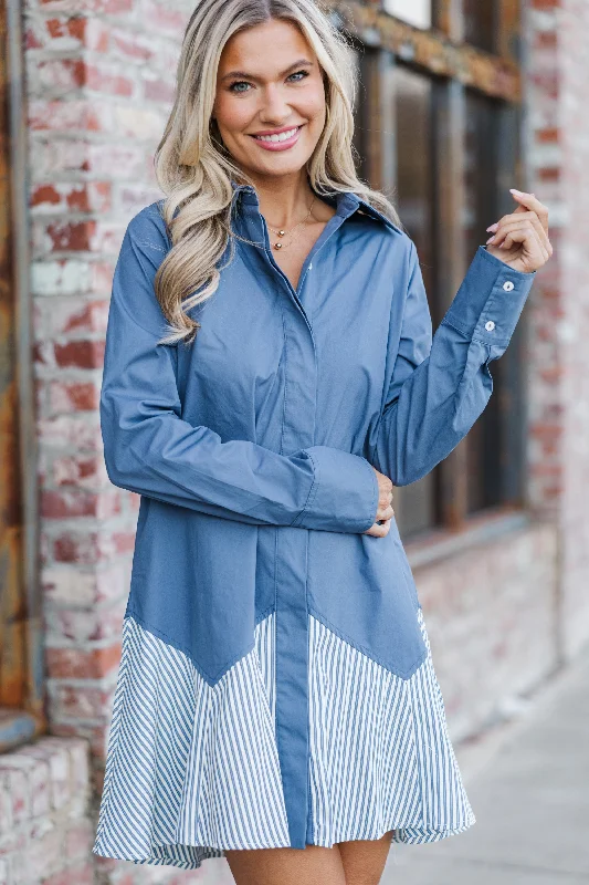 Big Discounts Best Behavior Blue Striped Dress