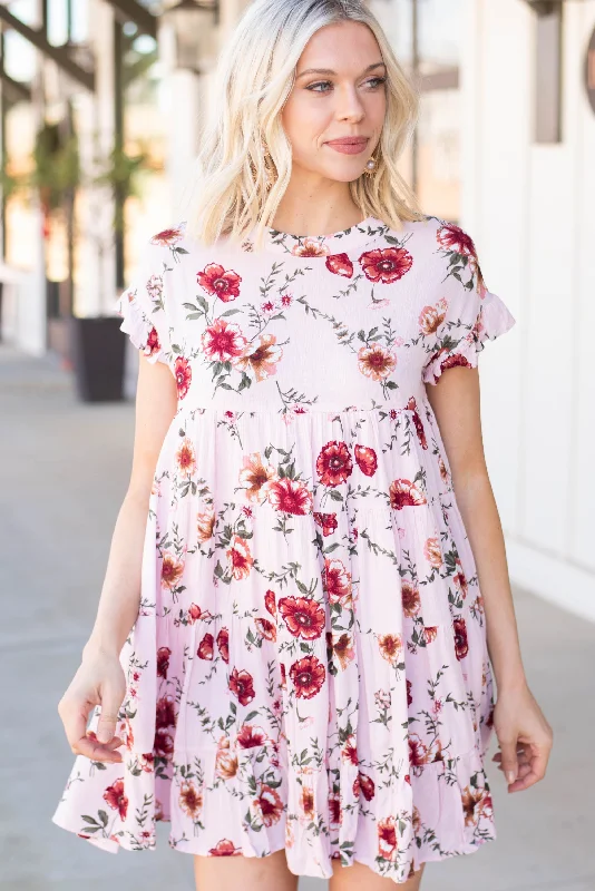 Massive Deals Never Giving Up Blush Pink Floral Dress
