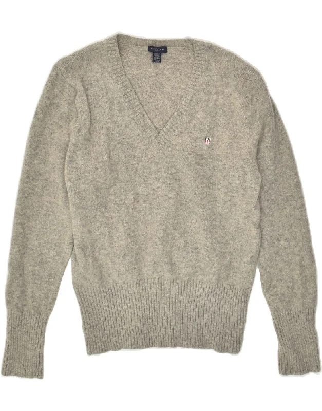 Bonus Savings GANT Womens V-Neck Jumper Sweater UK 14 Medium Grey Lambswool