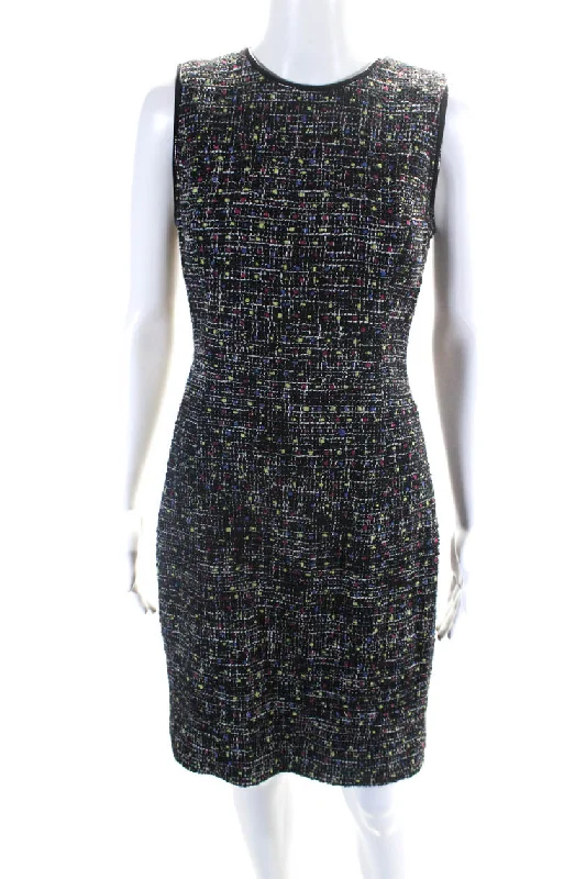 Price Fest Jason Wu Womens Patent Leather Trim Tweed Sleeveless Sheath Dress Black