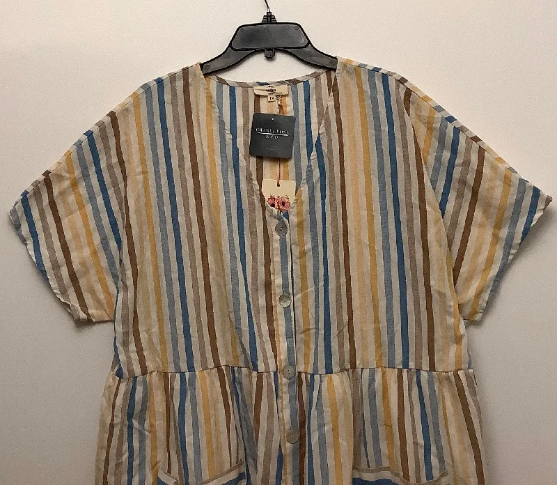 Discount Deals Dress Casual Short By Entro In Striped Pattern, Size: 1x
